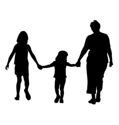 Grandmother With Grandchildren Walking Silhouette