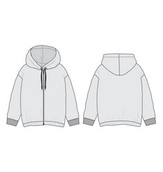 Hoodie Sweat Jacket Fashion Flat Sketch Template