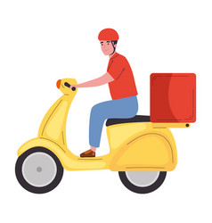 Boy On Scooter Delivering Packages