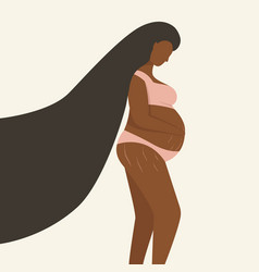 Dark-skinned Pregnant Woman In A Bathing Suit