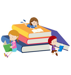 Pile Of Books With Children Characters