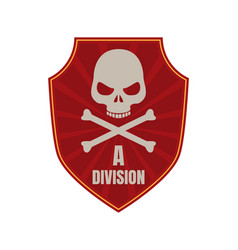 Red Shield Badge With Skull And Crossbones And