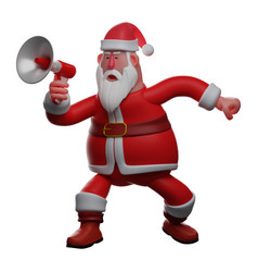 3d Santa Cartoon Holding A Megaphone