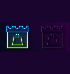 Glowing Neon Line Shopping Day Icon Isolated