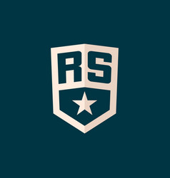 Initial Rs Logo Star Shield Symbol With Simple