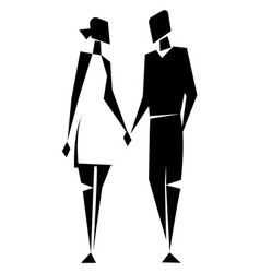 Man And Woman Walk Forward And Hold Hands