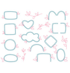 Hand Drawn Border Frame Circle Heart Leafy