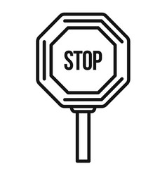 Stop Road Sign Icon Outline Before Railway