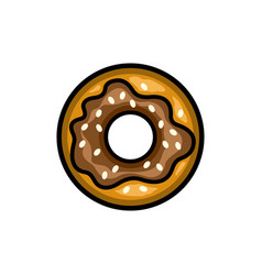 Donut Colored With Contour Fast Food Icon