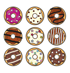 Flat style icons of colorful donuts Royalty Free Vector