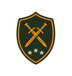 Military Emblem With Crossed Swords And Stars