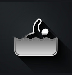 Silver Swimmer Athlete Icon Isolated On Black