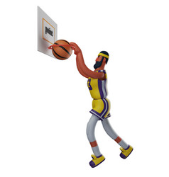 3d Basketball Athlete Cartoon Picture Throwing