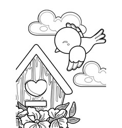 Valentine Bird Flower Coloring Pages