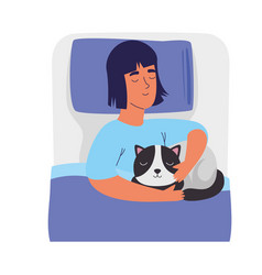 Woman Sleeping With Cat