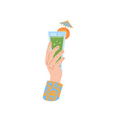 Person Hand Holding Green Tropical Fruit Cocktail