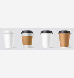 Realistic Set Paper Coffee Cups On White