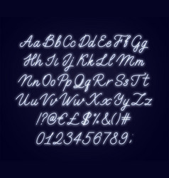 Neon White Script Alphabet Glowing Cursive Font