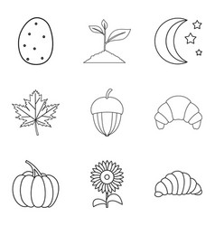 Sweet Fennel Icons Set Outline Style