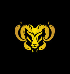 Animal Ram Head With Snake Modern Logo