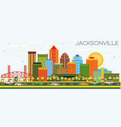 Jacksonville Florida Skyline With Color Buildings