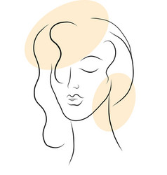 Woman Face Line Art In Pastel Beige Shades