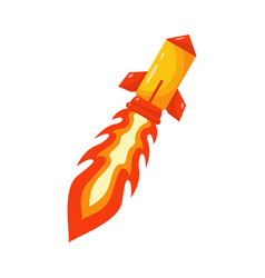 Flying Rocket With Fiery Plume