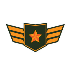 Military Badge With Wings And Star On Green And