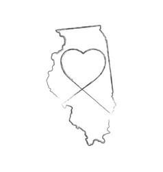 Illinois Us State Hand Drawn Pencil Sketch Outline