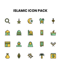 Islamic Filled Outline Icon Set