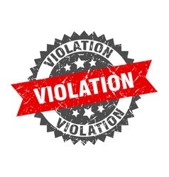 Violation Stamp Grunge Round Sign With Ribbon