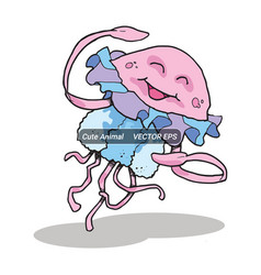 Cute Jellyfish Animal Mascot Smiling