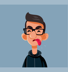 Disgusted Young Man With Tongue Out Cartoon