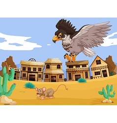 Eagle Catching Rat In Desert