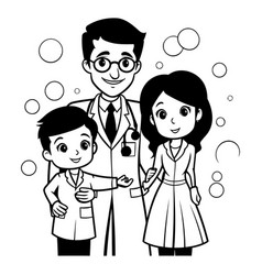 Family Doctor With Kids Cartoon Graphic Design