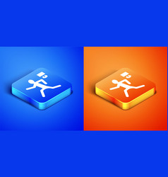 Isometric Murder Icon Isolated On Blue And Orange