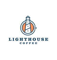 Beacon Of Coffee A Lighthouse And Cup Logo Design