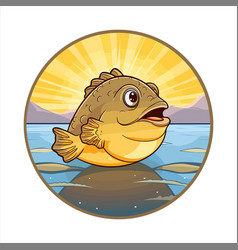 Flounder Fish Colorful Cartoon Kawaii Character