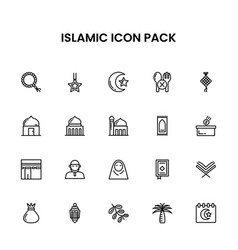 Islamic Thin Line Icon Set