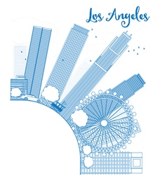 Outline Los Angeles Skyline With Blue Buildings