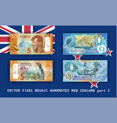 Set Pixel Mosaic Banknotes Of New Zealand Part 2