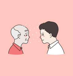 Young And Old Men Facial Each Other