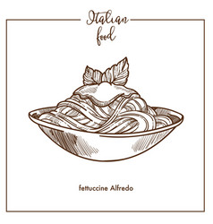 Fettuccine Alfredo Pasta Sketch Icon