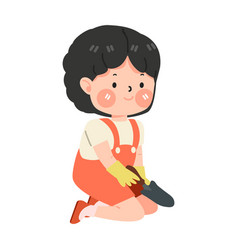 Kid Girl Holding Gardening Shovel