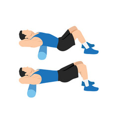 Man Doing Foam Roller Upper Back Stretch Exercise