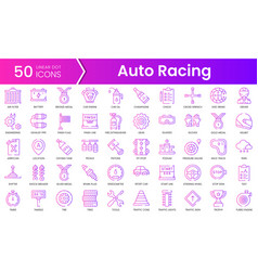 Set Of Auto Racing Icons Gradient Style Icon