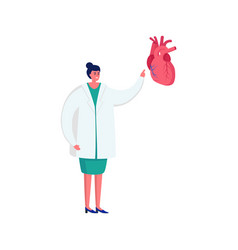 Female Doctor Presenting A Human Heart Smiling