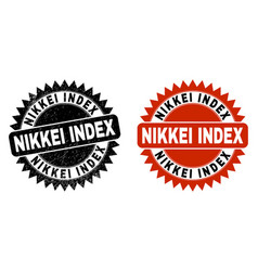 Nikkei Index Black Rosette Seal With Grunge