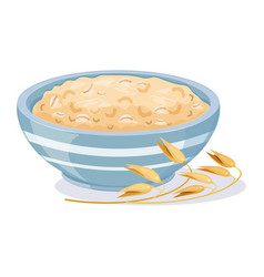 Oatmeal In Blue Cup With Branch Of An Ear English