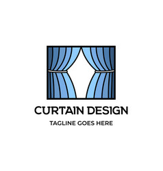 Simple Modern Curtain Drape Window Logo Design